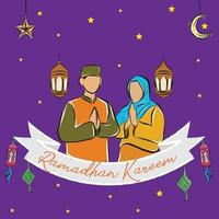 glad ramadhan islamisk bakgrund handrwan vektor