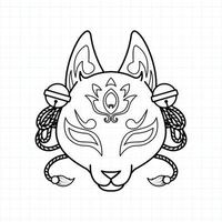japansk kitsune mask målarbok, vektorillustration eps.10 vektor