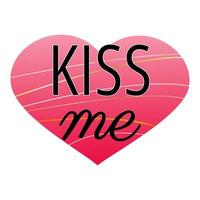 romantisk kärlek slogan vektorillustration. kyssa dig. svart bokstav på gradient rosa hjärta. alla hjärtans dag fras. affisch, banner, gratulationskort designelement. vektor