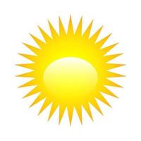 glänsande sol ikon för väderdesign. solskenssymbol glad gul isolerad solvektorillustration. vektor