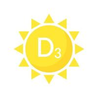 Vitamin D3-Symbol. gelbe Sonne. einfacher zeichen- oder logodesignvektor vektor