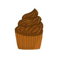 Vektor-Schokoladen-Cupcake im handgezeichneten Cartoon-Stil. leckeres Dessert, süßes Gebäck vektor