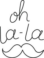 Symbol für französischen Schnurrbart und Ausruf oh la-la im Doodle-Stil vektor