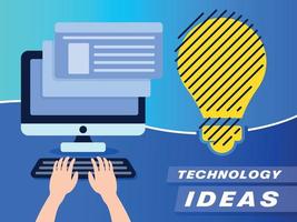 Technologie-Ideen-Innovations-Banner-Design-Vorlage, Desktop-Glühbirnen-Vektor-Design vektor