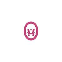 Buchstabe o und Kinder-Icon-Logo-Design-Vektor vektor