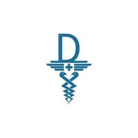 Buchstabe d mit Caduceus-Symbol-Logo-Design-Vektor vektor