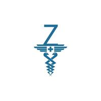 Buchstabe z mit Caduceus-Symbol-Logo-Design-Vektor vektor