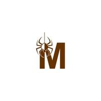 Buchstabe m mit Spinnensymbol-Logo-Designvorlage vektor