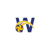 bokstaven w med smashing volleyboll ikon logotyp formgivningsmall vektor