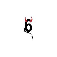 Nummer 6 mit Teufelshörnern und Schwanz-Icon-Logo-Design-Vektor
