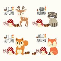 Hallo Autumn Woodland Animal Set vektor