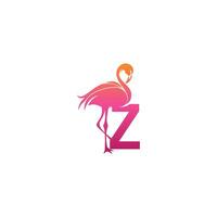 flamingo fågel ikon med bokstaven z logotyp design vektor