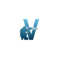 Buchstabe v mit Scharfschützen-Symbol-Logo-Design-Konzept-Vorlage vektor