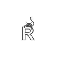 bokstaven r med svart katt ikon logotyp formgivningsmall vektor