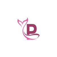 bokstaven p med sjöjungfru svans ikon logotyp formgivningsmall vektor