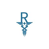 Buchstabe r mit Caduceus-Symbol-Logo-Design-Vektor vektor