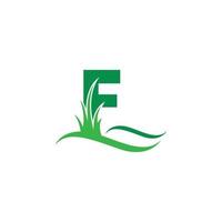 Buchstabe f hinter einem grünen Gras-Symbol-Logo-Design-Vektor vektor