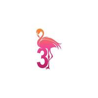 Flamingo-Vogel-Symbol mit Logo-Design-Vektor Nummer 3 vektor