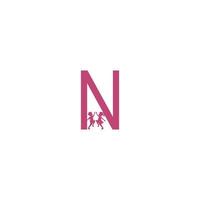 bokstaven n och barn ikon logotyp design vektor