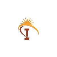 bokstaven i med sun ray ikon logotyp designmall illustration vektor