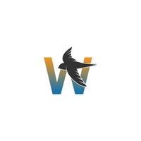 bokstaven w logotyp med swift fågel ikon design vektor