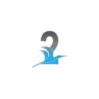 nummer 2 logotyp med pelikan fågel ikon design vektor
