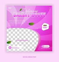 post bageri hus med rosa färg stil för sociala medier banner mall vektor