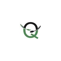 bokstaven q med gaffel och sked logotyp ikon design vektor