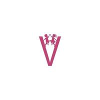 bokstaven v och barn ikon logotyp design vektor