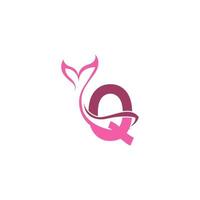 bokstaven q med sjöjungfru svans ikon logotyp formgivningsmall vektor