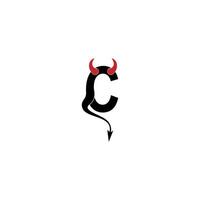 Buchstabe c mit Teufelshörnern und Schwanz-Symbol-Logo-Design-Vektor vektor