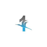nummer 1 logotyp med pelikan fågel ikon design vektor