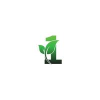 Nummer 1 mit grünen Blättern Symbol Logo Design Template Illustration vektor