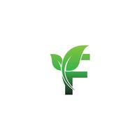buchstabe f mit grünen blättern symbol logo design template illustration vektor