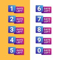 Countdown-Timer von mehreren Tagen für Verkauf und Werbung mit Abstufungsstil vektor