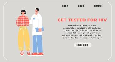 Horizontales modernes Banner für den Welt-Aids-Tag. Arzt überbringt dem Patienten die schlechte Nachricht und versucht ihn zu unterstützen. hiv aids vector flaches konzept in trendigen farben
