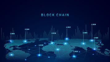 Blockchain-Technologie mit globalem Verbindungskonzept vektor