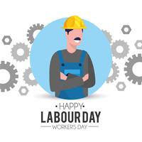 Professioneller Mechaniker mit Zahnrädern für Labor Day vektor