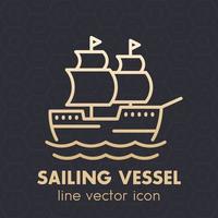 Segelschiff, Schiff lineares Vektorsymbol vektor