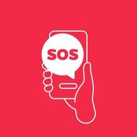 SOS-Nachricht im Telefon, Vektorsymbol vektor
