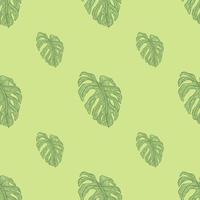 monstera leaf seamless pattern.vintage tropisk gren i gravyr stil. vektor