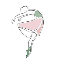 skizze einer frau in einem kleid balletttänzer linie kunst kontinuierliche kunst aquarell symbol mädchen vektor