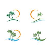 Palm tree sommar logotyp set vektor