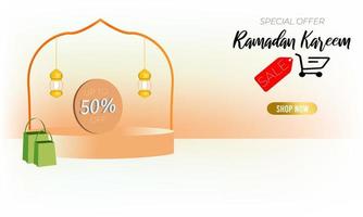 ramadan kareem verkauf mit 3d-podestelementen für online-shop vektor