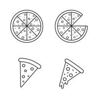 pizza vektor ikonuppsättning illustration isolerad på vit bakgrund för grafik och webbdesign.
