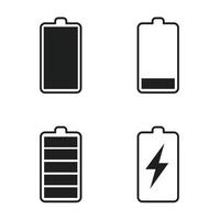 Batterie einfaches Vektor-Icon-Set. Illustration isoliert auf weißem Hintergrund für Grafiken und Webdesign