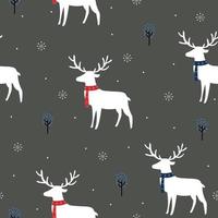 sömlös bakgrund med rådjur och träd med snöflingor. seriefigurer. söta djur. designen som används för utskrift, bakgrund, presentförpackning, babykläder, textil, vektorillustration vektor