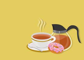 Teezeit mit Donut vektor