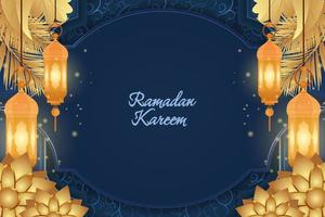 hintergrund ramadan kareem islamisches blau und gold luxus mandala vektor