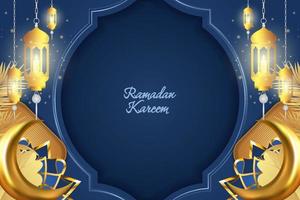 ramadan kareem islamischer hintergrund blau und gold luxus mit mandala vektor